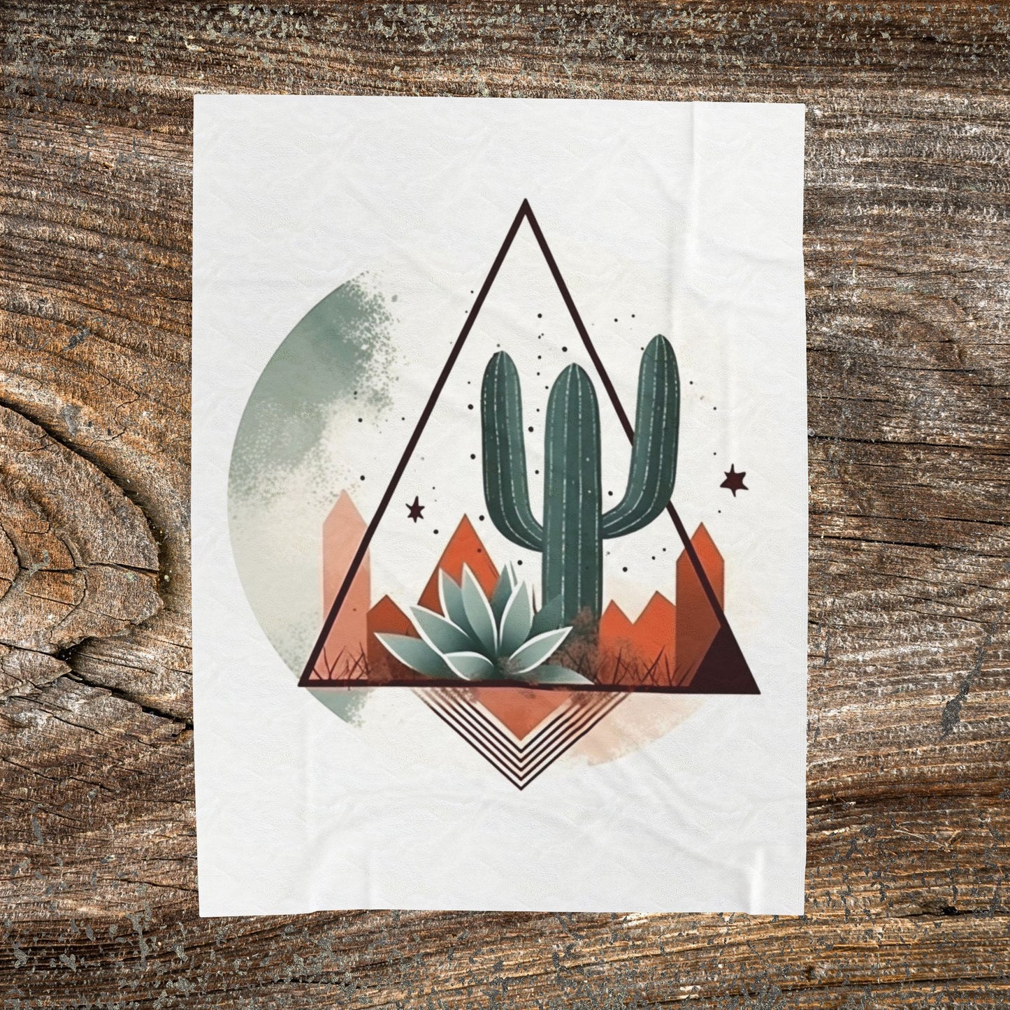 Boho Mountain Cactus Blanket — Retro Colourful Abstract Throw