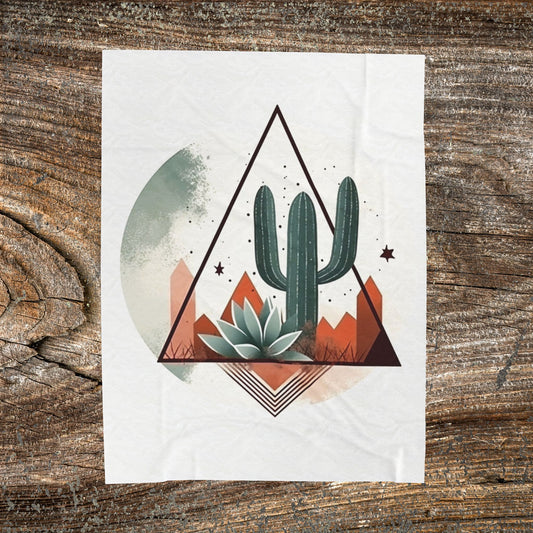 Boho Mountain Cactus Blanket — Retro Colourful Abstract Throw