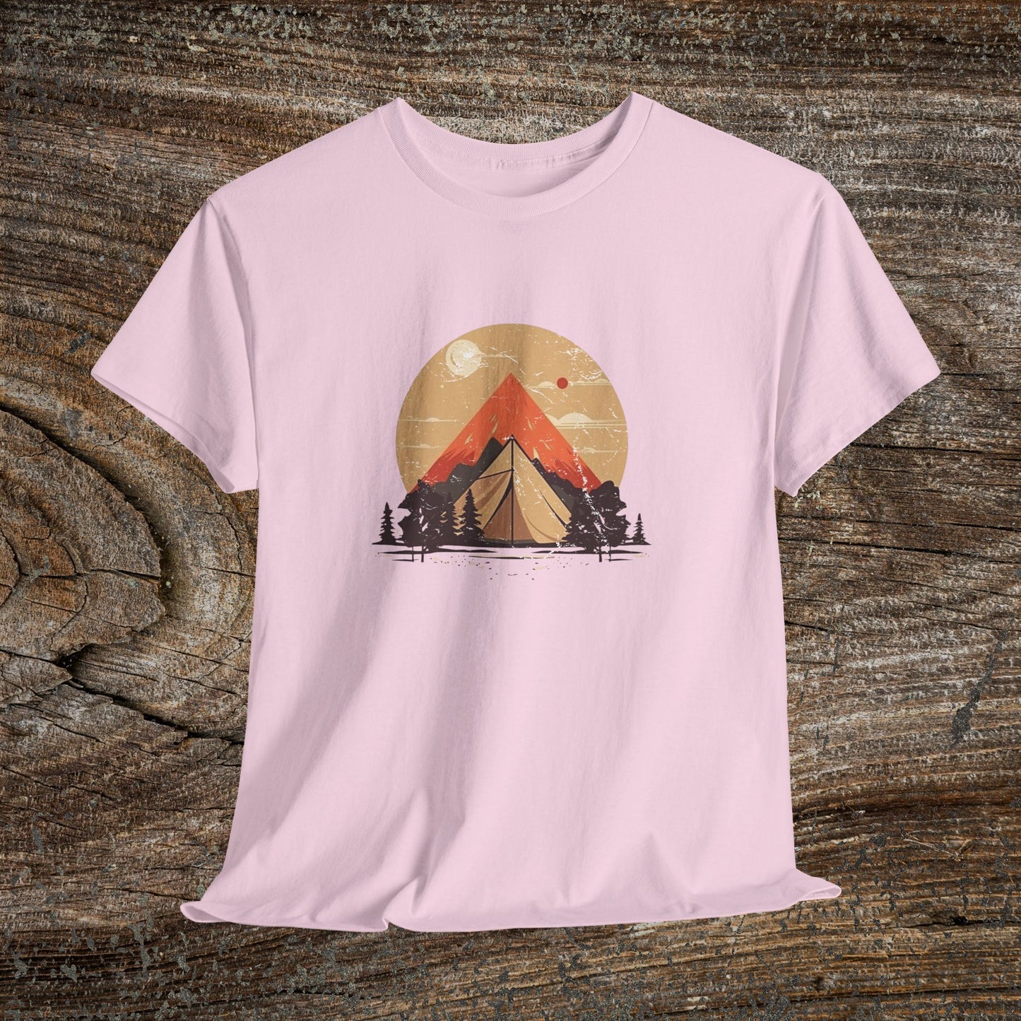 Camping Sunset T-Shirt — Mountain Tent Adventure Tee