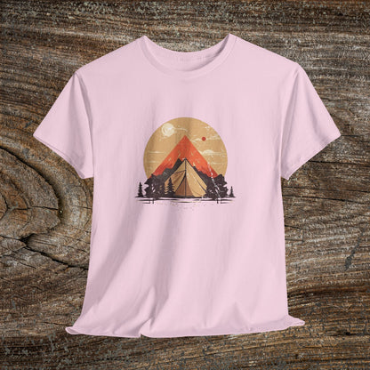 Camping Sunset T-Shirt — Mountain Tent Adventure Tee