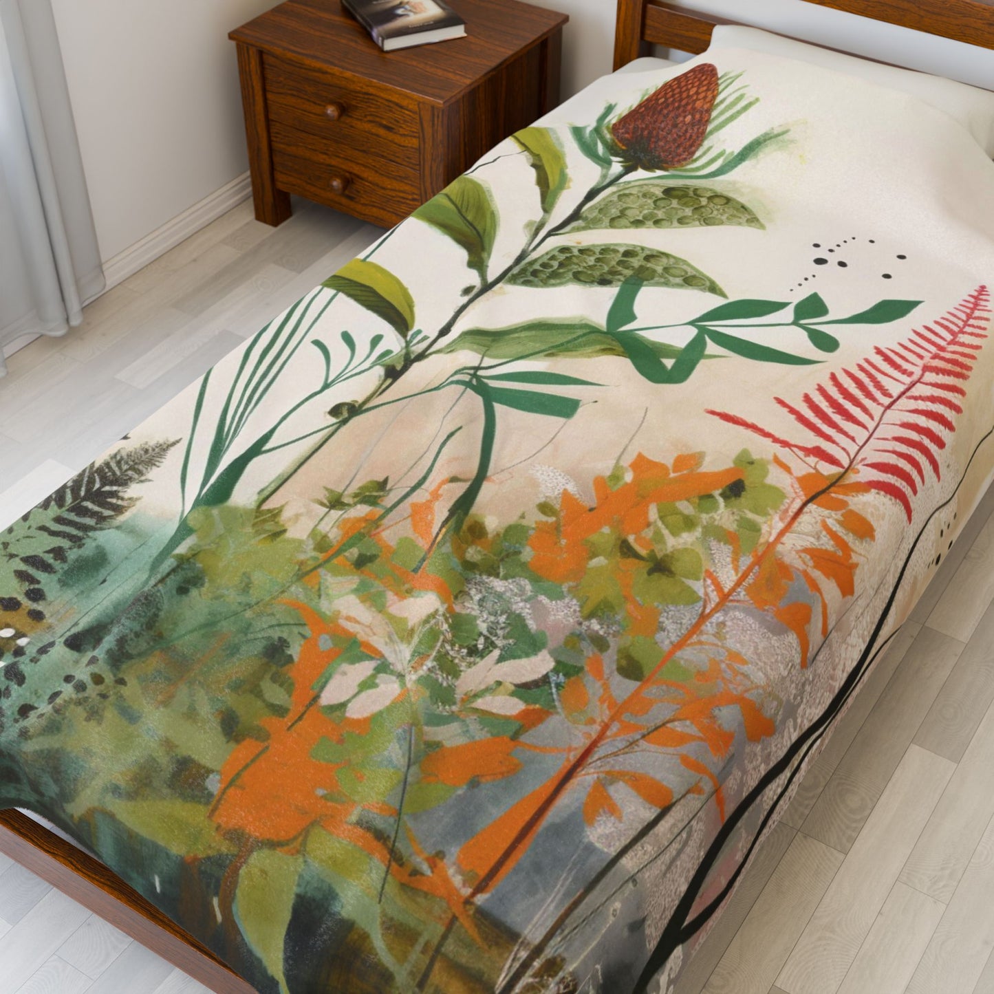 Botanical Abstract Blanket — Soft Floral Throw