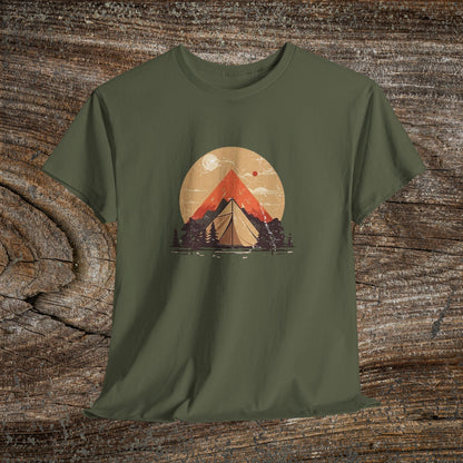 Camping Sunset T-Shirt — Mountain Tent Adventure Tee