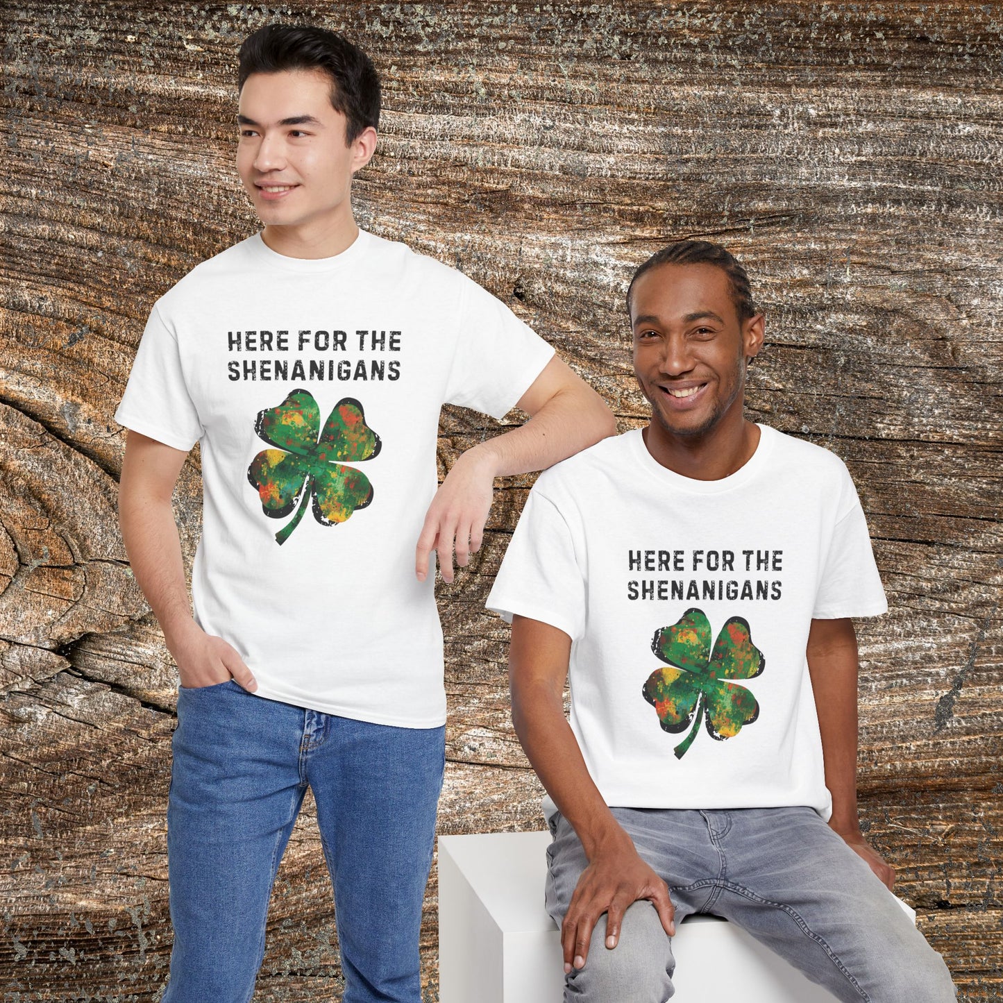 Grunge Clover 'Here For The Shenanigans' St. Patrick's Day Tee