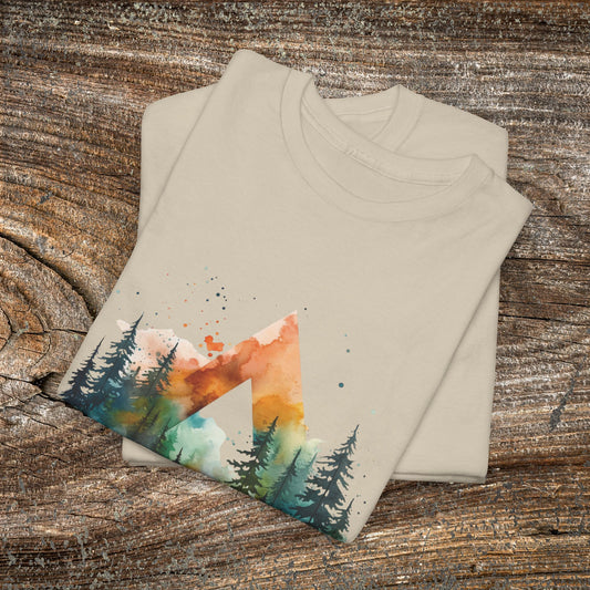 Watercolour Mountain Landscape TShirt - Nature Lover Gift
