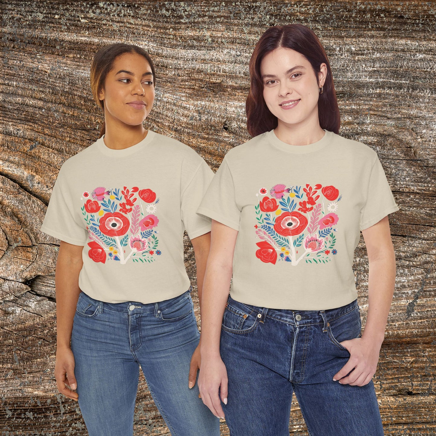 Retro Vibrant Botanical Flower T-Shirt — Nature Lover Gift