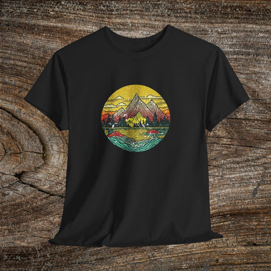 Retro Vintage Mountain Landscape TShirt - Nature Lover Gift
