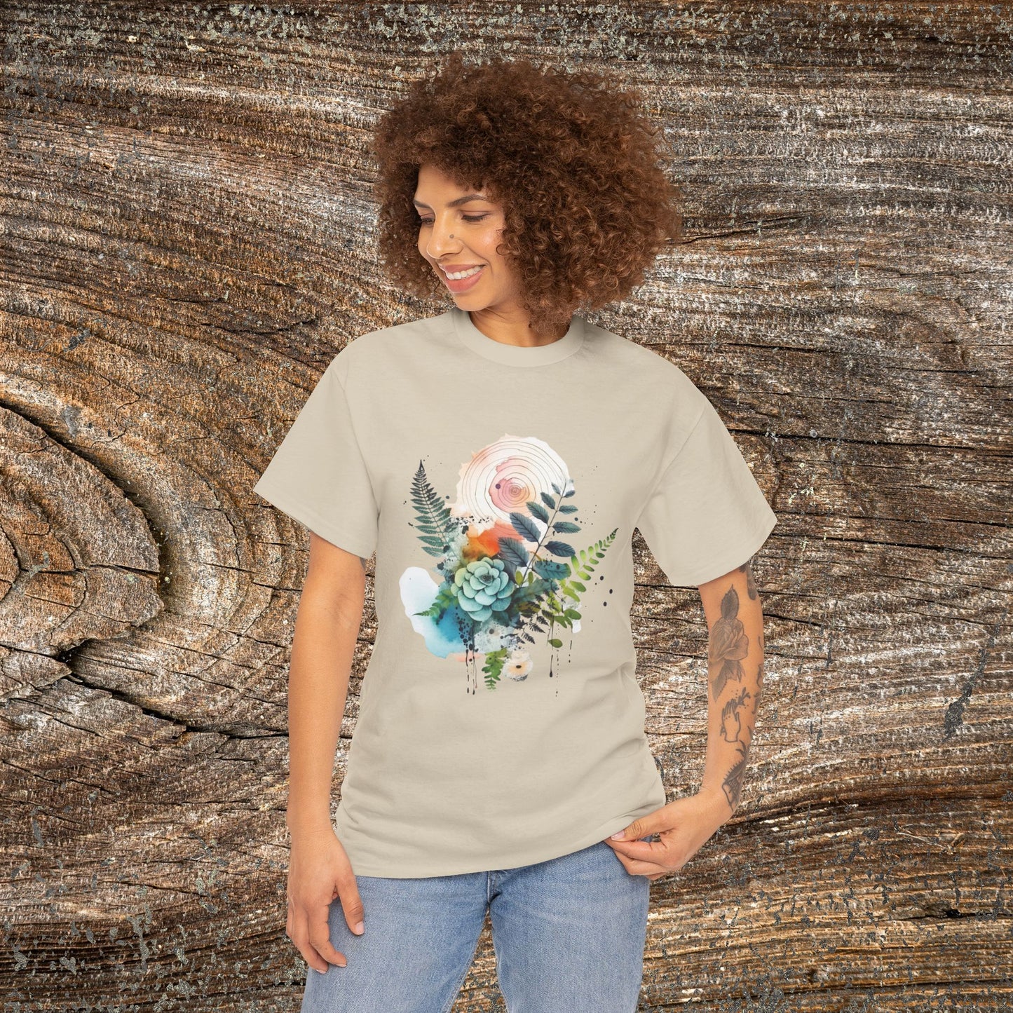 Vintage Watercolour  Floral TShirt — Botanical Graphic T-Shirt