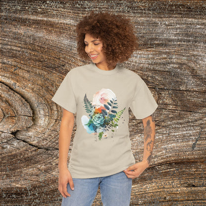 Vintage Watercolour  Floral TShirt — Botanical Graphic T-Shirt