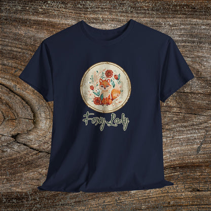 Foxy Lady Vintage Folk Art T-Shirt — "Foxy Lady" Fox Lover Gift