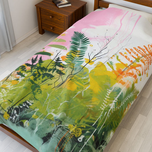 Botanical Abstract Blanket — Soft Floral Throw
