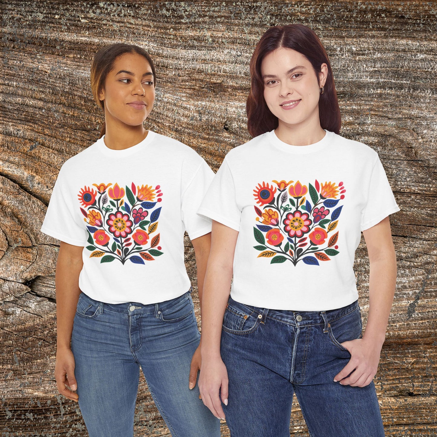 Retro Vibrant Botanical Flower T-Shirt — Nature Lover Gift
