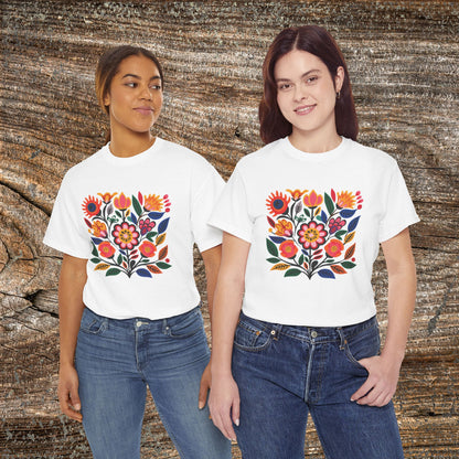 Retro Vibrant Botanical Flower T-Shirt — Nature Lover Gift