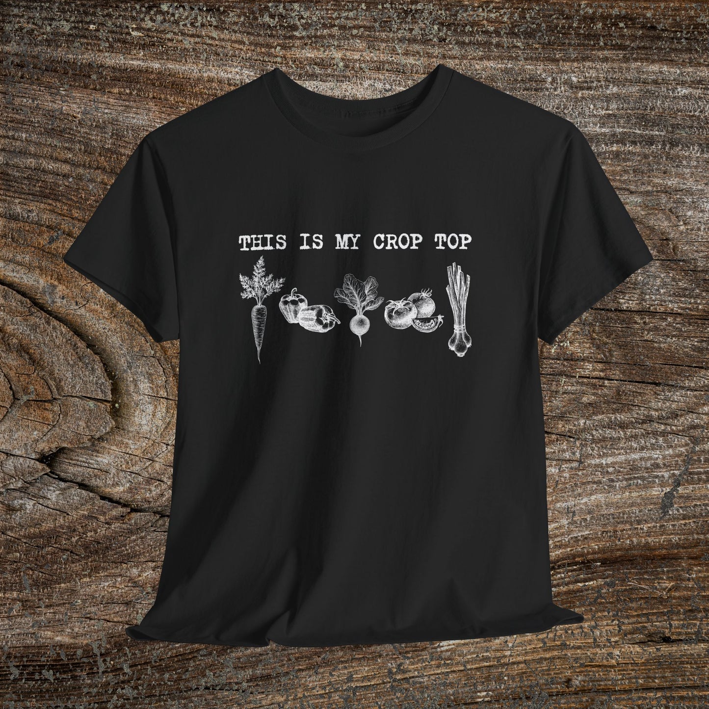 This Is My Crop Top Vegetable Rustic T-Shirt — Funny Farm Veggie Tee