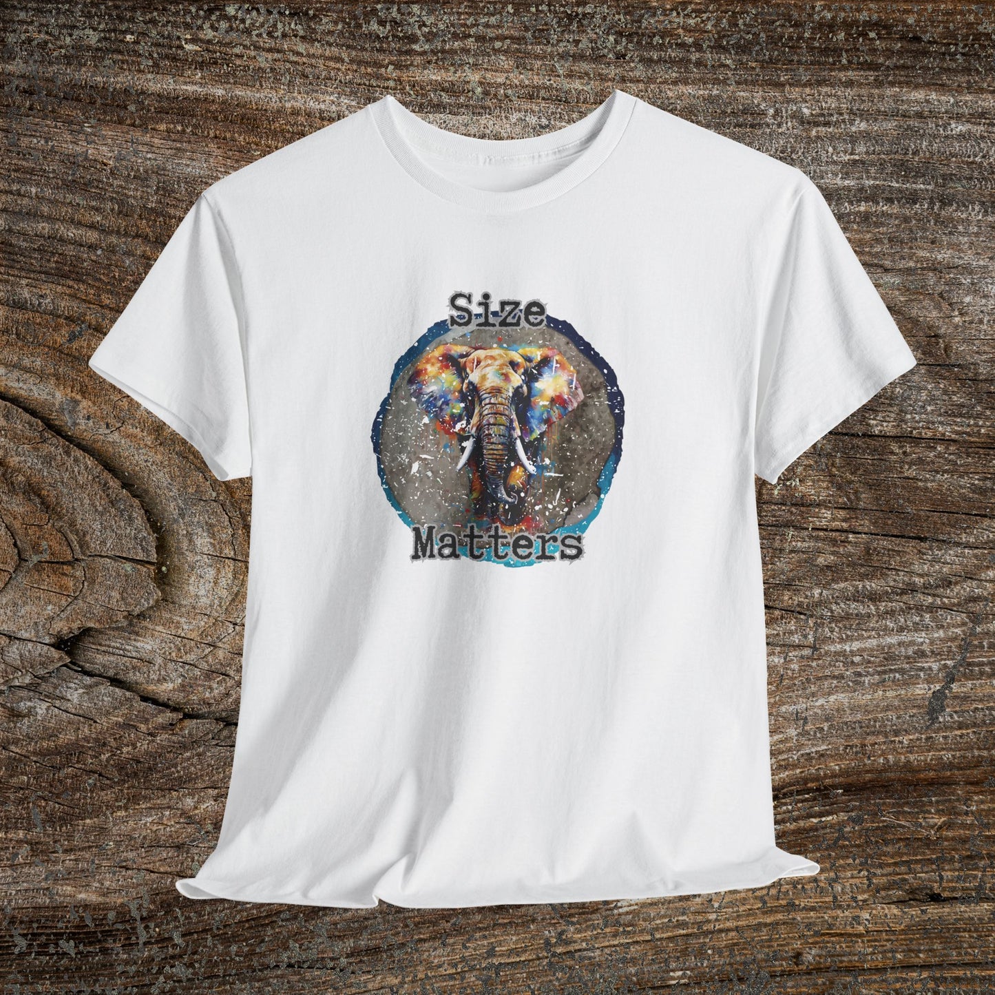 Grunge 'Size Matters' Elephant T-Shirt — Vintage Elephant Graphic Tee