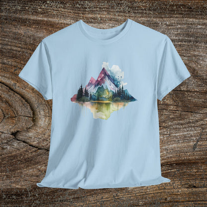 Watercolour Mountain Landscape TShirt - Nature Lover Shirt