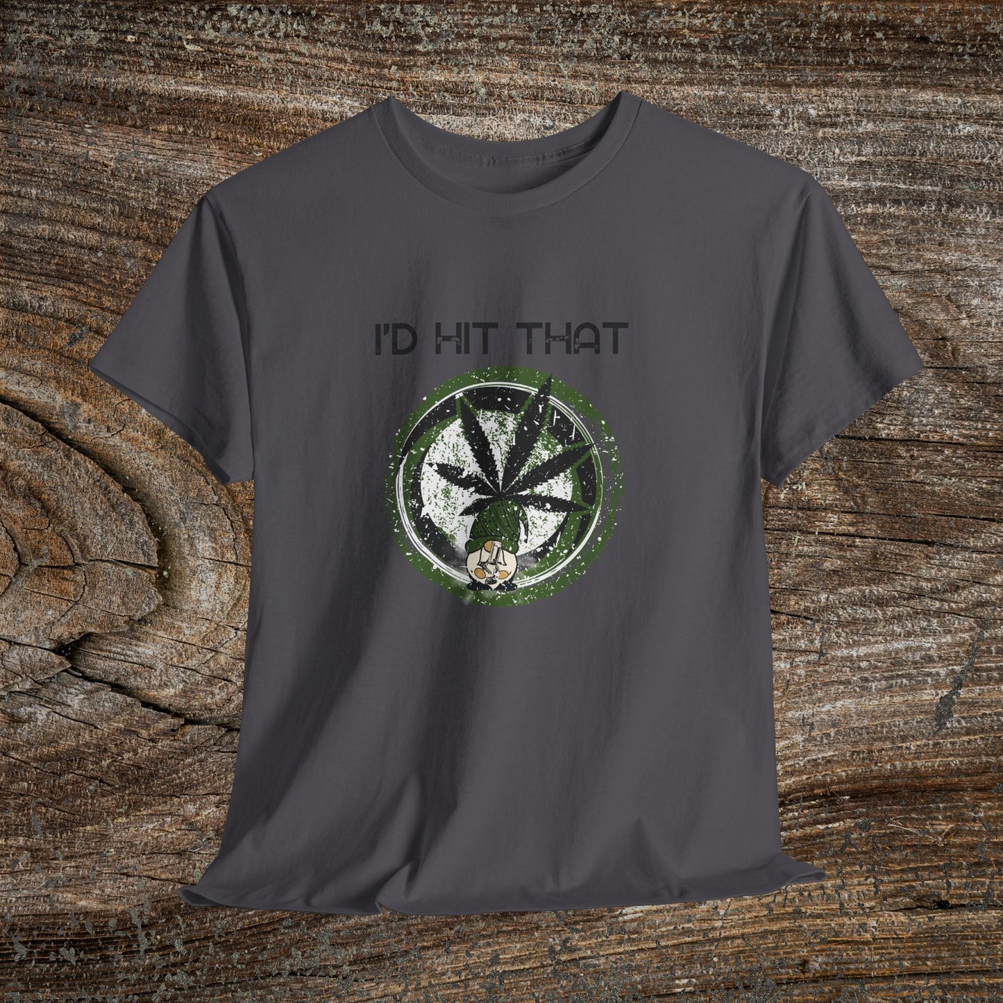 Retro Weed Gnome Marijuana 420 TShirt - "I'd Hit That" - Funny Grunge Stoner Gift
