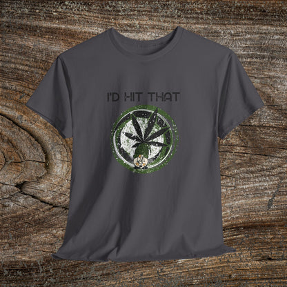 Retro Weed Gnome Marijuana 420 TShirt - "I'd Hit That" - Funny Grunge Stoner Gift