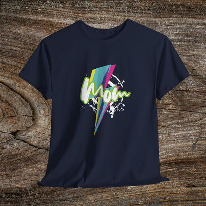 Grunge Retro Mom TShirt - Trendy Lightning Bolt Tee Shirt