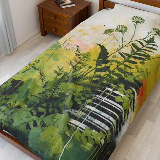 Botanical Abstract Blanket — Soft Floral Throw
