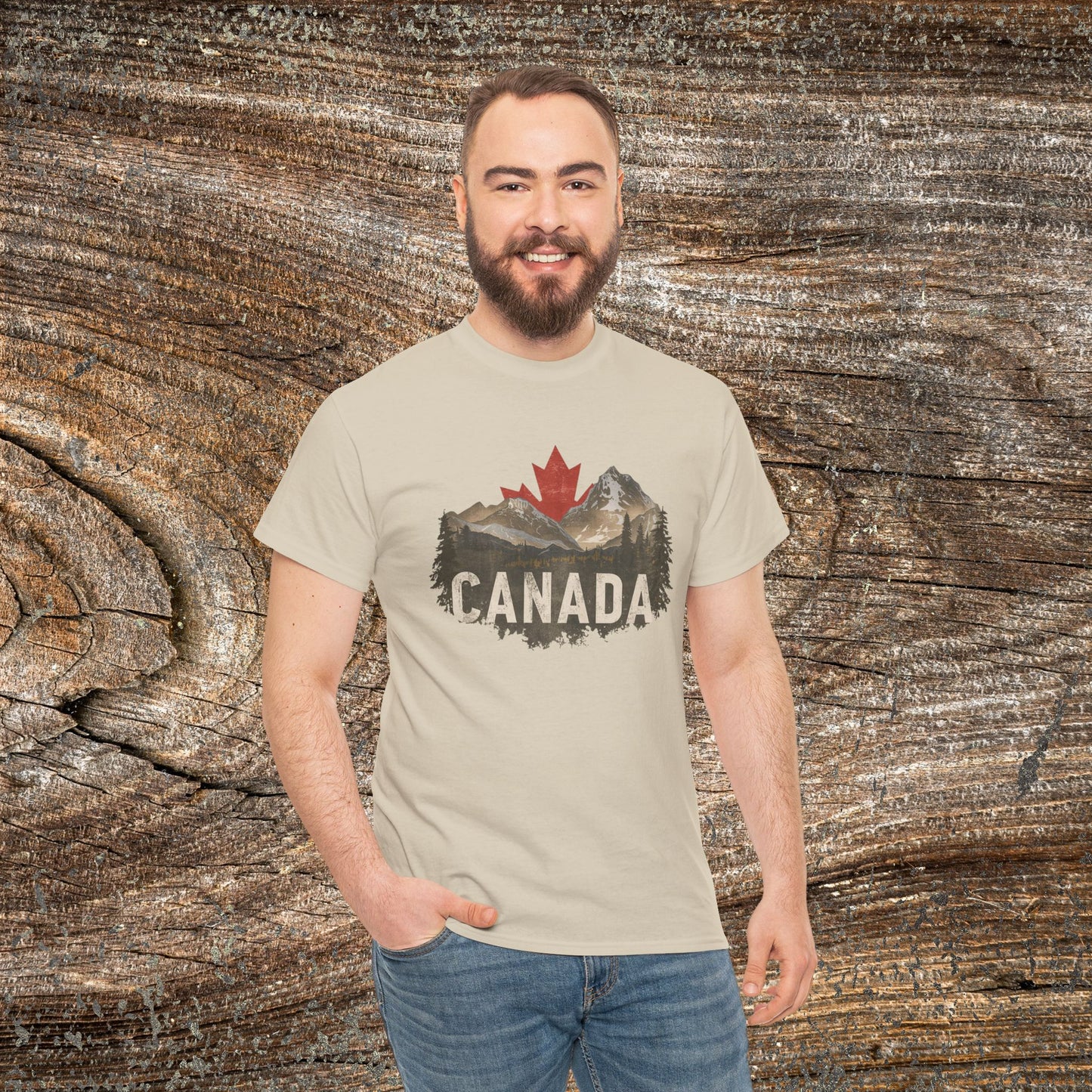 Rustic Canadian Landscape T-Shirt — Distressed Canada Tee