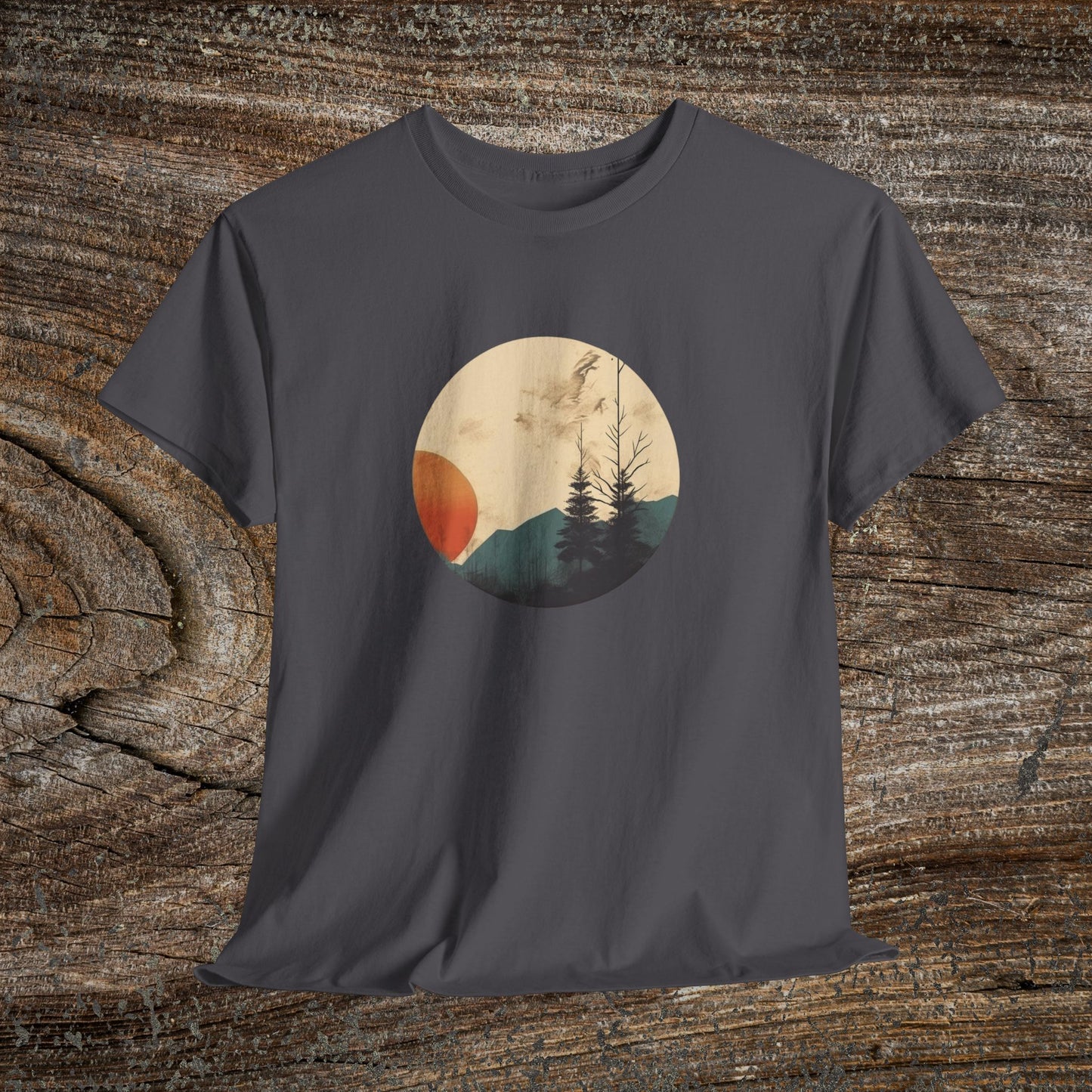 Retro Boho Mountain T-Shirt — Abstract Mountain Landscape, Nature Lover Gift