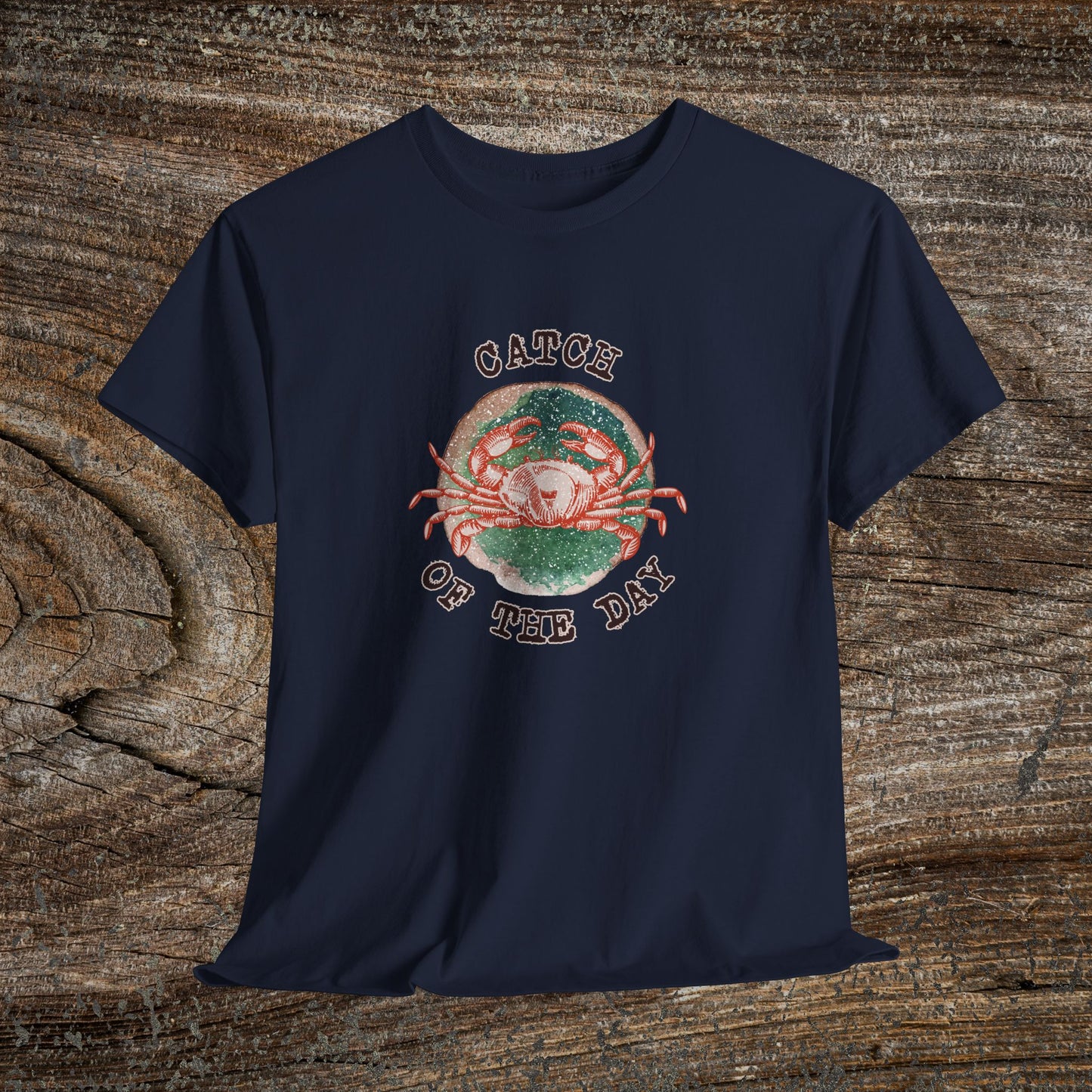 Grunge Retro Crab T-Shirt - 'Catch of the Day' - Grunge Fishing Shirt