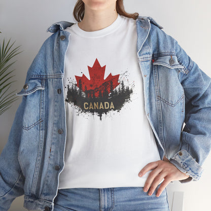 Rustic Canadian Maple Leaf T-Shirt — Grunge Canada Landscape Tee