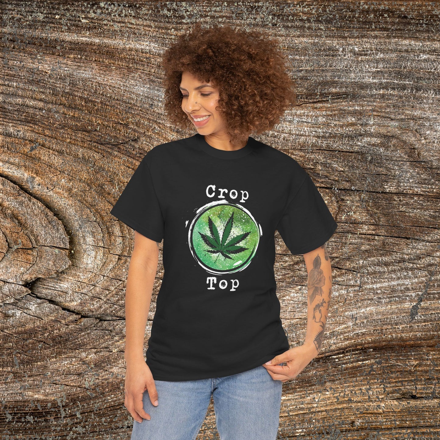 Grunge Weed Leaf 420 TShirt - "Crop Top" - Retro Weed Marijuana Stoner Gift